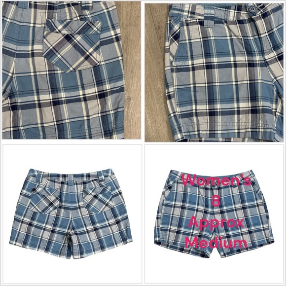 Natural Reflections Pants - Women’s Natural Relflections 8 Medium Shorts Plaid Blue Chino Khakis 4 Pockets